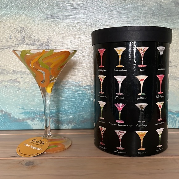 LOLITA Glassware hand painted, Tequini Martini glass, 10 oz, NWT - Picture 2 of 4